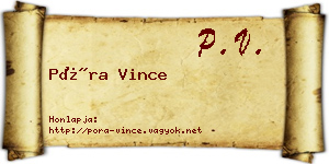Póra Vince névjegykártya